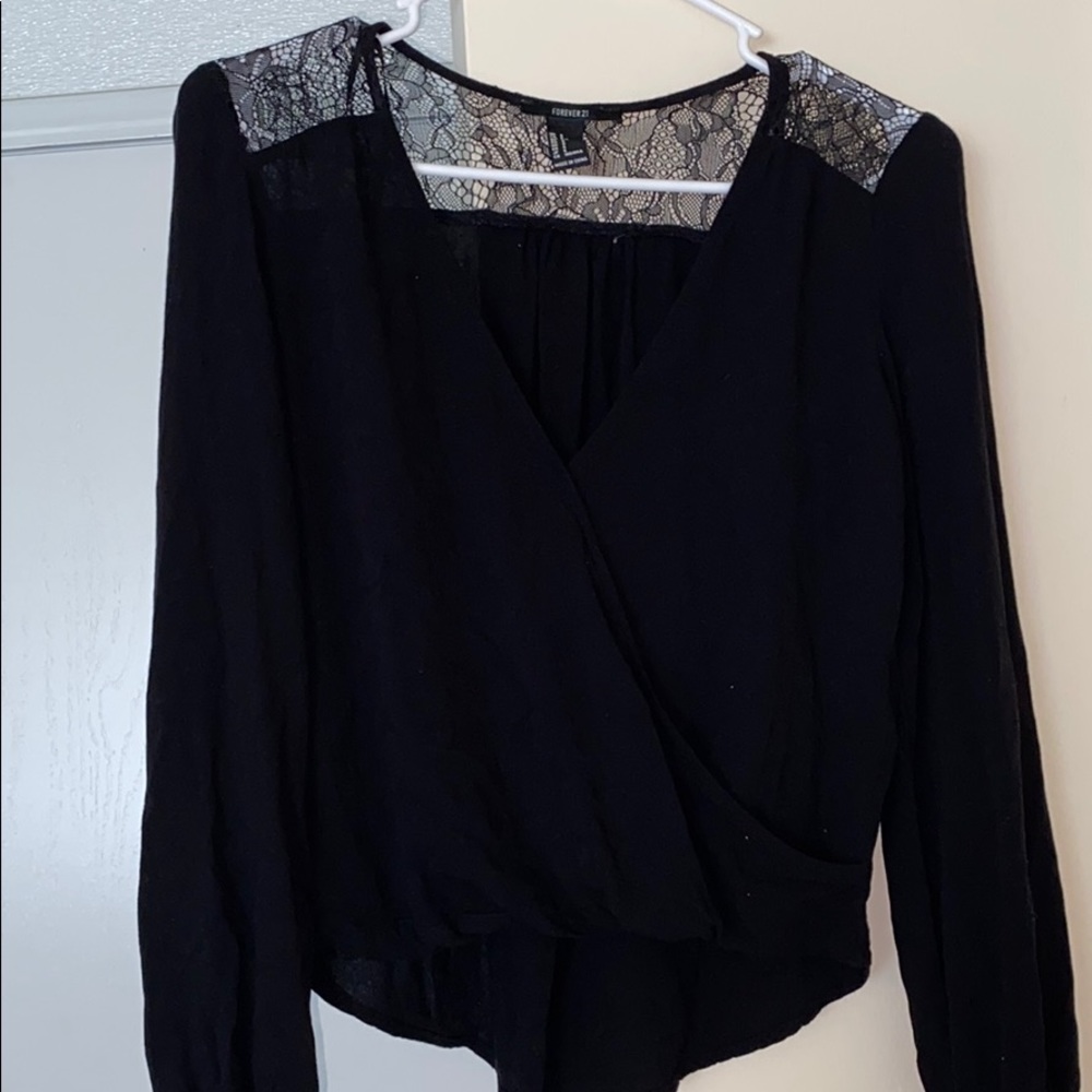 F21 Black Flowy Shirt